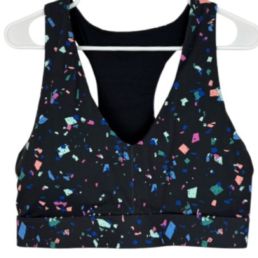 Fabletics Black Active Bra With Multicolor Triang… - image 1
